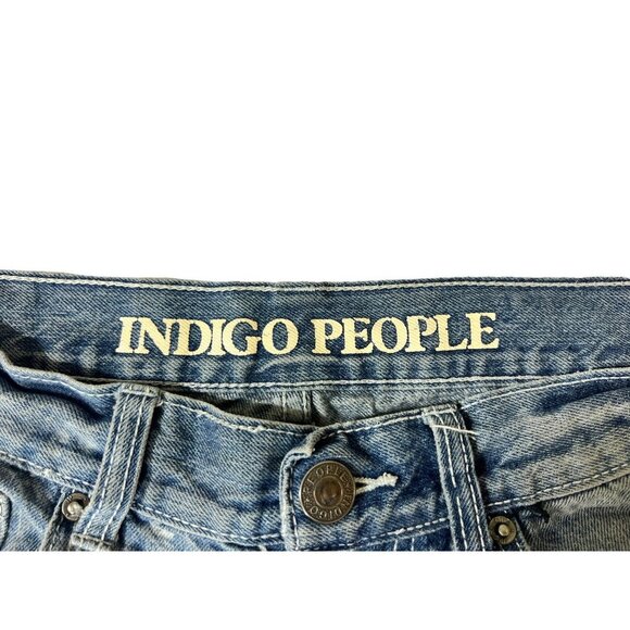 Indigo People Men's Distressed Light Blue Faded Jeans - Picture 3 of 8